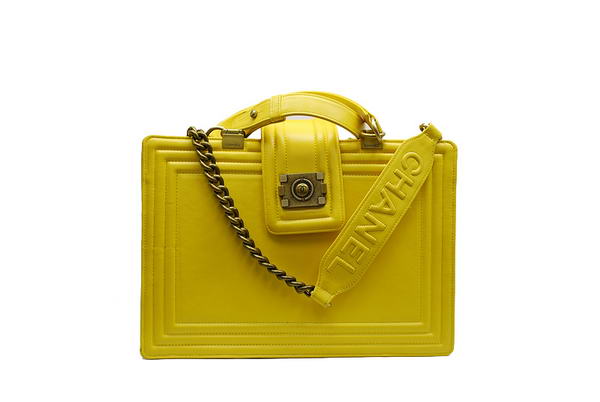 7A Chanel A30160 Yellow Calfskin Large Le Boy Shoulder Bag Gold Hardware Online